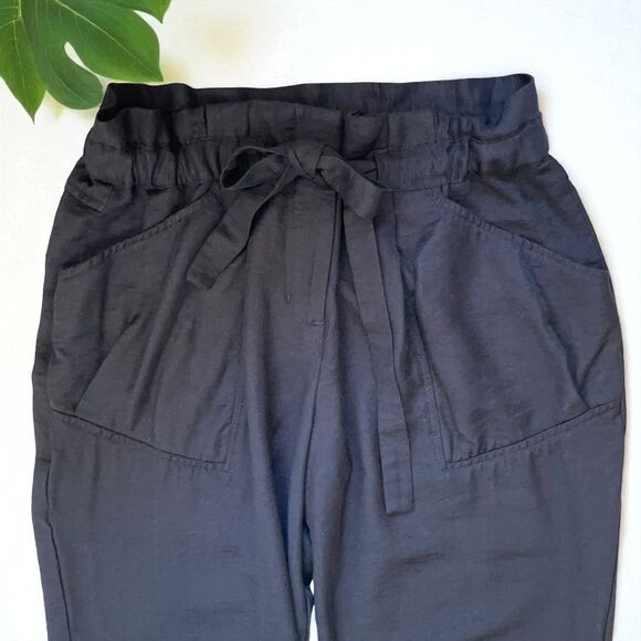 BCBGMaxAzria Fiona Paperbag Tie-Waist Joggers | Adjustable Length Pants - Picture 9 of 10